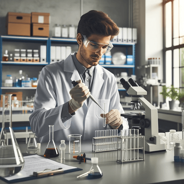 Chemist preparing the sample